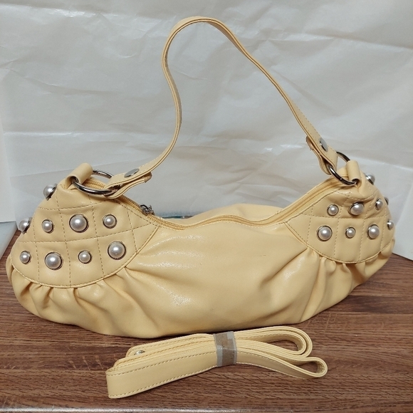 Gerolamo Soft Butter Yellow Dumpling  with Pearl Accents Bag - Picture 1 of 16